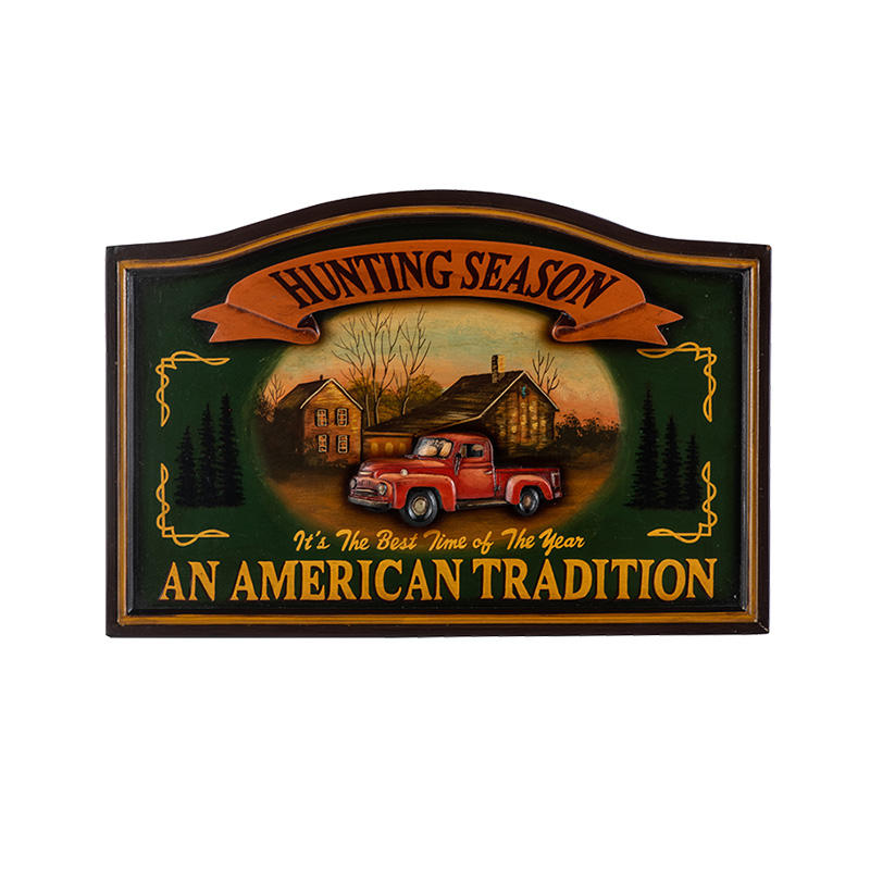 Retro Wall Art Home Decor Personalized Plaque Antique Hunting Season Wooden Signs Painted Wall Hanging
