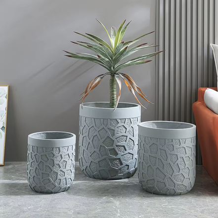 28/34/40cm Large White Planters Factory Direct Sales Clay Pots Planter Durable Fiber Outdoor Indoor Big White Flower Pots