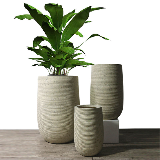 Large Eco-friendly Durable Fiber Clay Planters for Outdoor & Indoor Use Tall Garden Flower Pots with Painting Finish