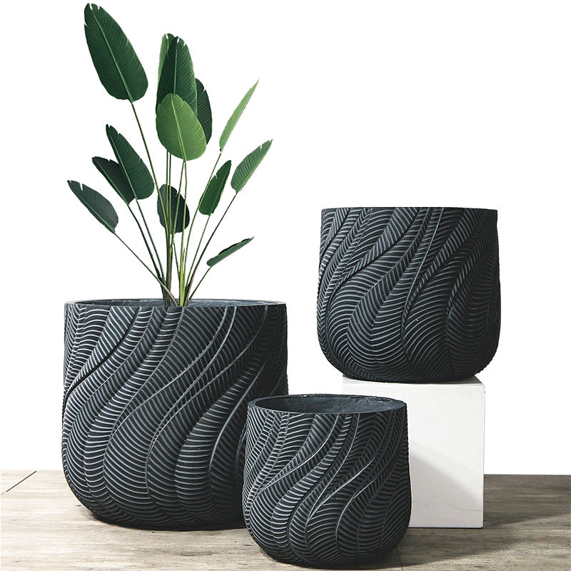 33/44/56cm Hoher Weißer Blumenkübel Großhandel Moderne Blumentöpfe Outdoor Indoor Pflanztöpfe Fiber Clay Große Pflanztöpfe