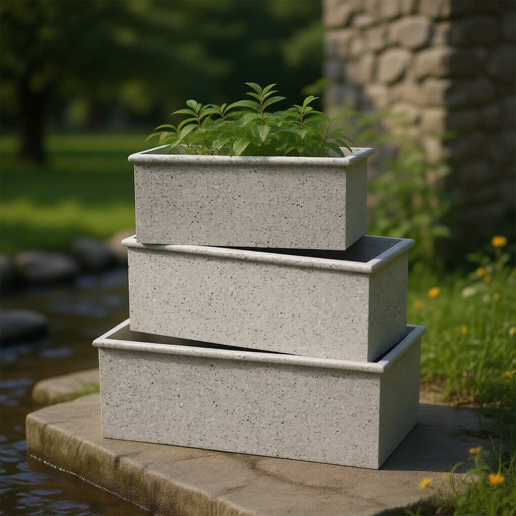 矩形花盆纤维粘土花盆户外大型花园花盆 & 花盆