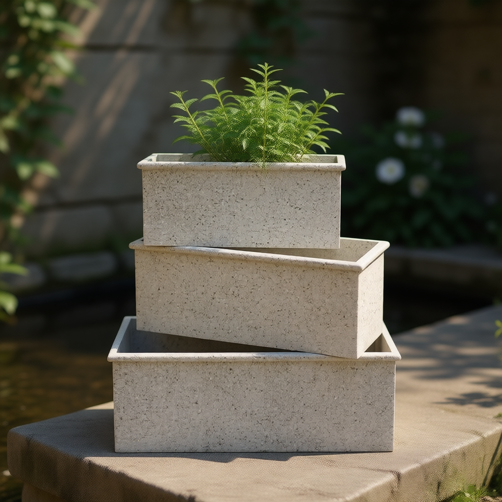 矩形花盆纤维粘土花盆户外大型花园花盆 & 花盆