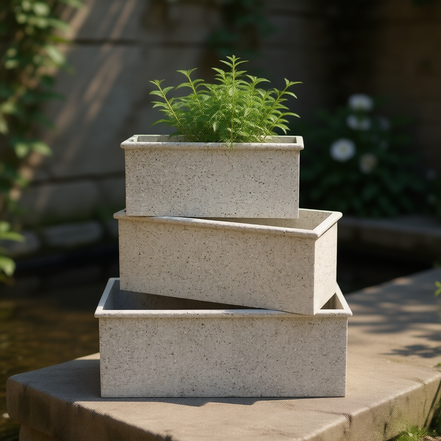 矩形花盆纤维粘土花盆户外大型花园花盆 & 花盆