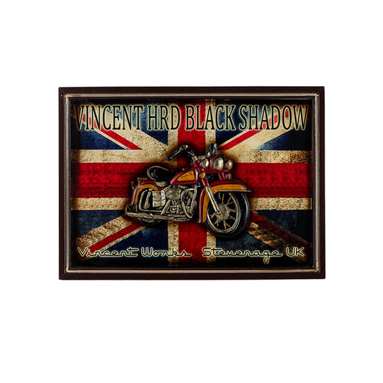 Vintage Eco-Friendly Painted Wall Decor 3D Board Retro Motorcycle Wooden Hanging Sign Antique Wood Plaque Frame