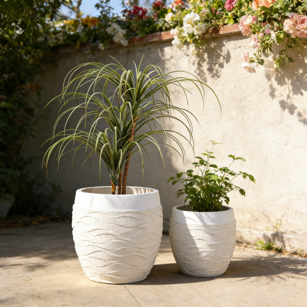 Multi-Purpose Large Durable Eco-Friendly Fiber Clay Planters for Indoor/Outdoor Home & Garden Use