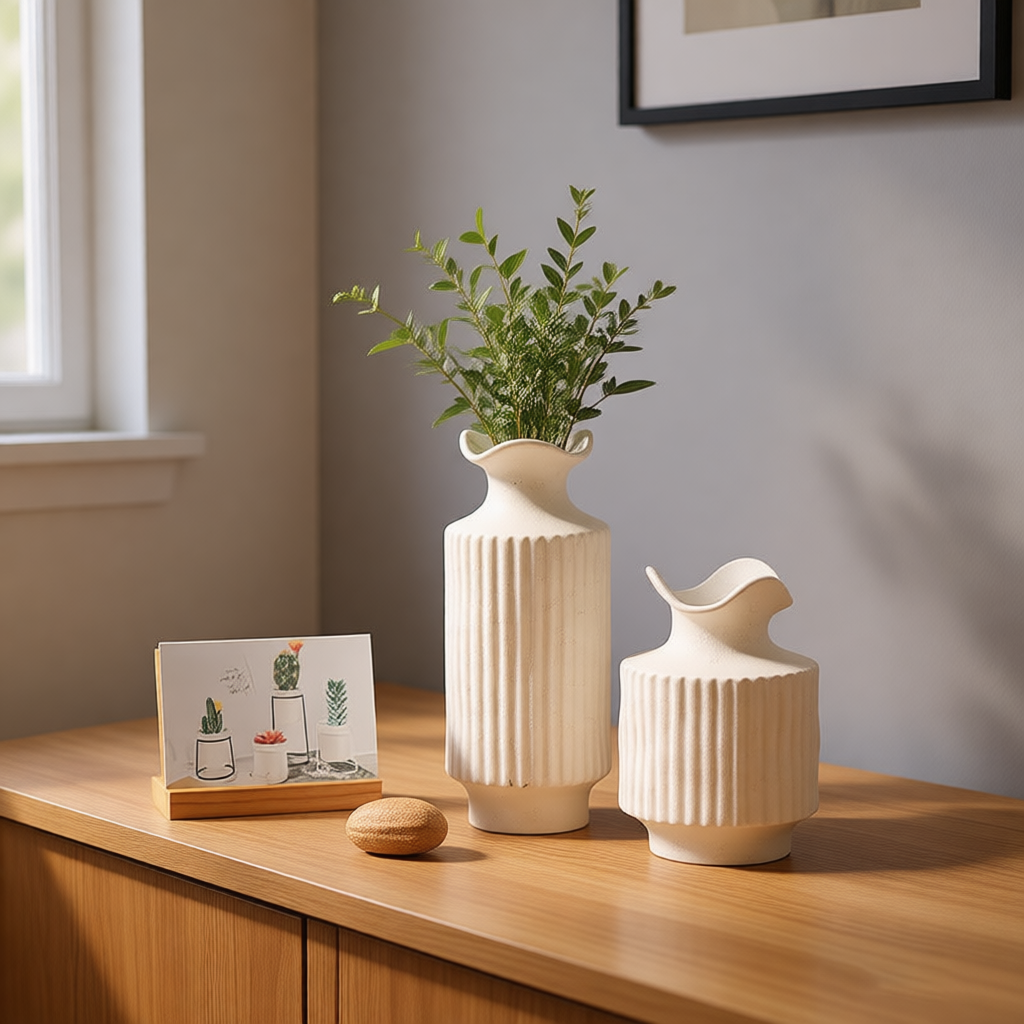 Großhandel Keramikvasen-Set Einfache Nordische Vase Blumendekoration Steingut Eckblumenvase