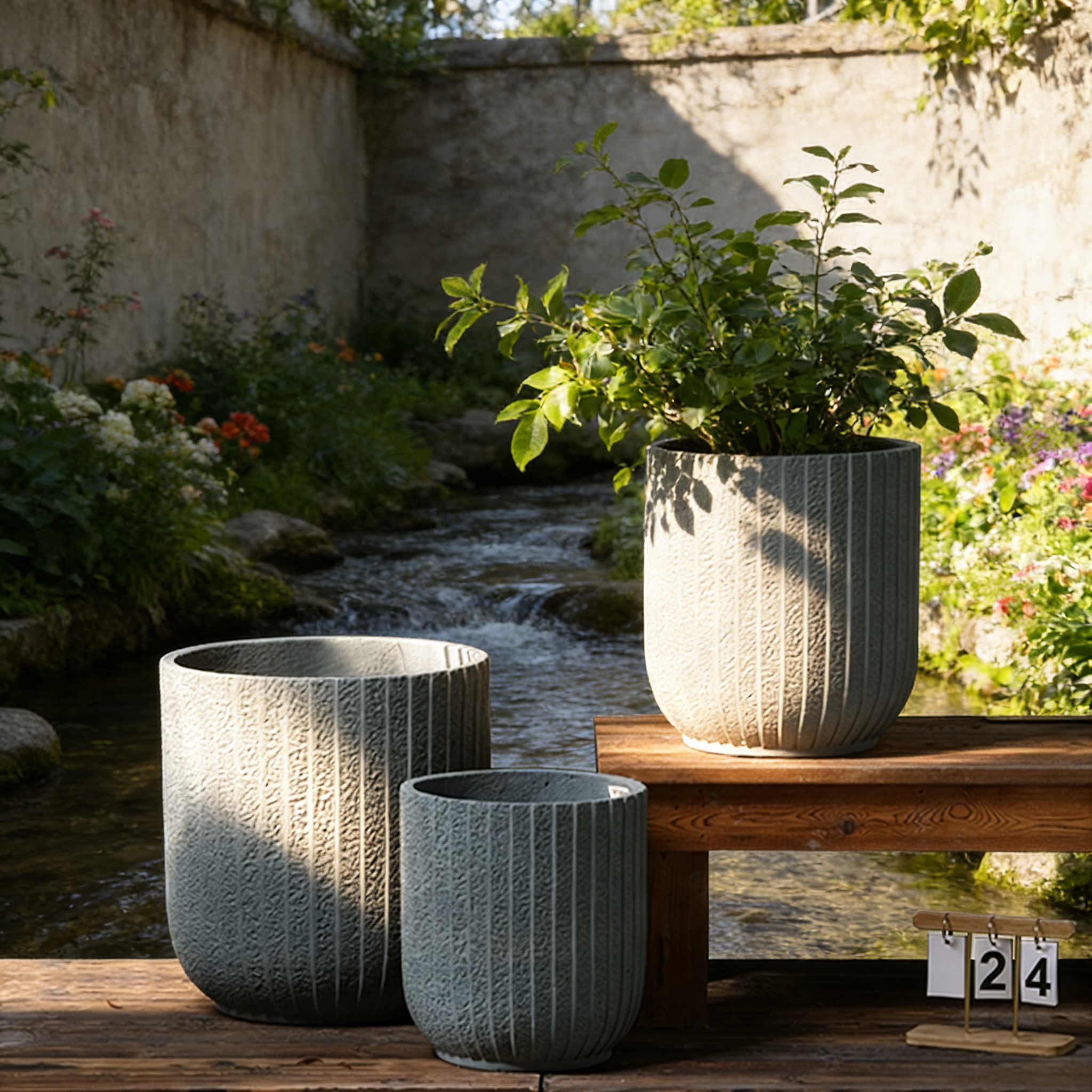 Zement-Pflanzgefäße für Innenpflanzen, Übertöpfe, große Garten-Beton-Dekor-Blumentöpfe, handgemacht