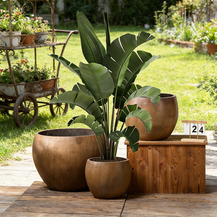 Cement Concrete Flower Pot Planter Factory Wholesale Large Eco-Friendly Garden Pots with Drainage Hole for Outdoor & Indoor Use