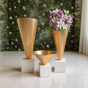 50/80/100厘米现代装饰小号花瓶婚礼中心白色和金色花瓶豪华玻璃纤维婚礼花瓶