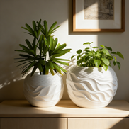 创意白色豪华花瓶室内现代球体玻璃纤维装饰花瓶