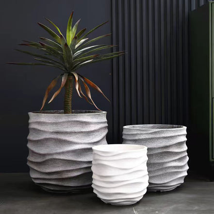 Dia 29 37 4bcm Big Plant Pot Factory Wholesale Large Flower Pot White Planters Outdoor Indoor Fiber Clay Planter Pot