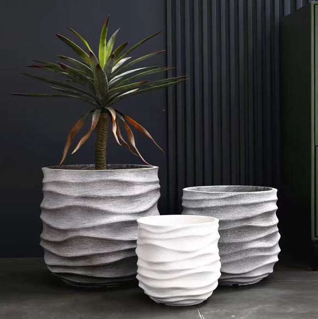 Dia 29 37 4bcm Big Plant Pot Factory Wholesale Large Flower Pot White Planters Outdoor Indoor Fiber Clay Planter Pot