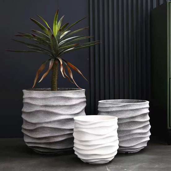 Dia 29 37 4bcm Big Plant Pot Factory Wholesale Large Flower Pot White Planters Outdoor Indoor Fiber Clay Planter Pot