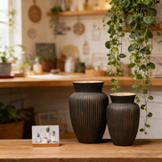 Keramik-Tischvase Hersteller Großhandel Neue Kunstvase Steinzeug Schwarze Vase