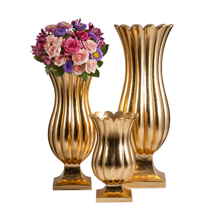 Luxury Gold Flower Vase 120cm Tall Flower Shape Big Vases for Home Decor Vases