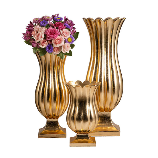Luxury Gold Flower Vase 120cm Tall Flower Shape Big Vases for Home Decor Vases