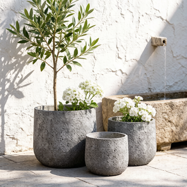 Custom Indoor Flower Pots Big Size Durable Fiber Clay Planters Large Outdoor Garden Pots & Planters