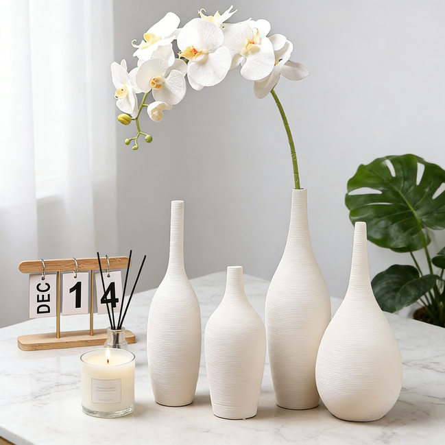Modernes umweltfreundliches Keramik-Steingut-Vasen-Set – Dekorative Tischvase mit wasserfestem Design für Zuhause und Hochzeiten