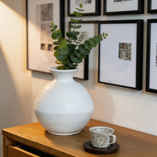 Neu eingetroffen: Rustikale Krugvase – Mattweiße Dekovasen, kleine Fiberglas-Blumenvasen