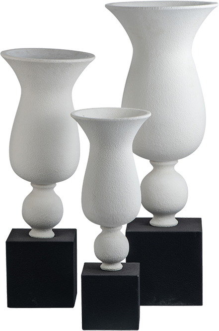 Classic White Black Planter Urns Indoor Home Decor Frosted Fiberglass Tall Vase