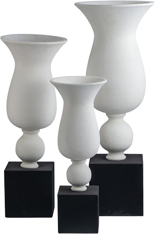 Classic White Black Planter Urns Indoor Home Decor Frosted Fiberglass Tall Vase