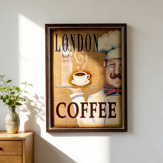 Vintage Decoration Wall Cafe Picture Frame Plaque Wholesale Antique Coffee Wooden Signs