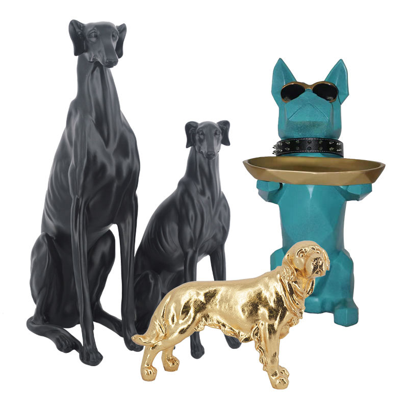 Wholesale OEM Factory Animal Sculptures Large Resin Buldog Statue Side Table Dog Statue Sculpture