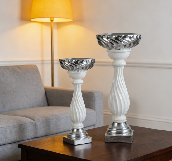 New Trends 2022 Unique Creative Import Home Decor Silver Vase and White Planter