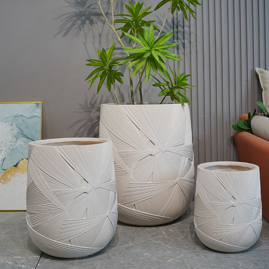 Beige Modern Fiber Plant Pots Planters Manufacturer Wholesale Small to Large Clay Flower Pots Decor