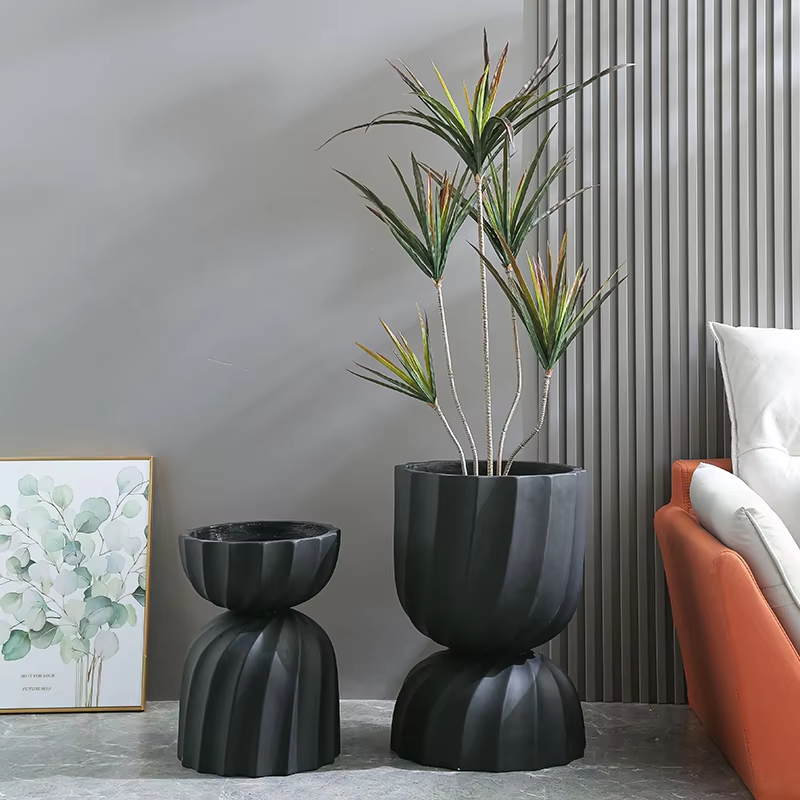 Kreative schwarze Blumenvase, Töpfe zur Heimdekoration, für den Außen- und Innenbereich, Tontöpfe für Pflanzen, Blumen