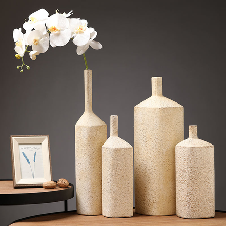 Beige Color Vases for Flowers Tabletop Cylinder Vase Wholesale Vase Moderne
