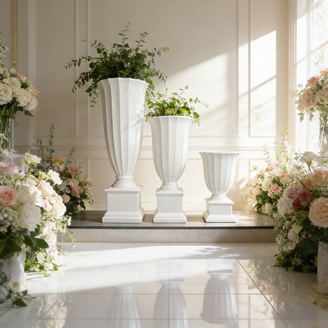 Elegant Contemporary Decorative Floor Vase Durable Lightweight Plant Fiber Ceramic for Home & Event Decor