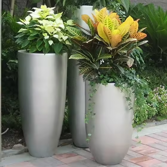 Factory Supply Flower Vases Luxury Decorative Vase Set Modern White Fiberglass Floor Vases for Wedding Home Decor