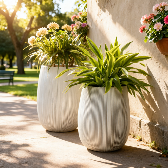 Custom Eco-Friendly Fiber Clay Planter Pots Drainage Hole for Plants Flowers Outdoor Large Garden Decor Wholesale Bulk Modern