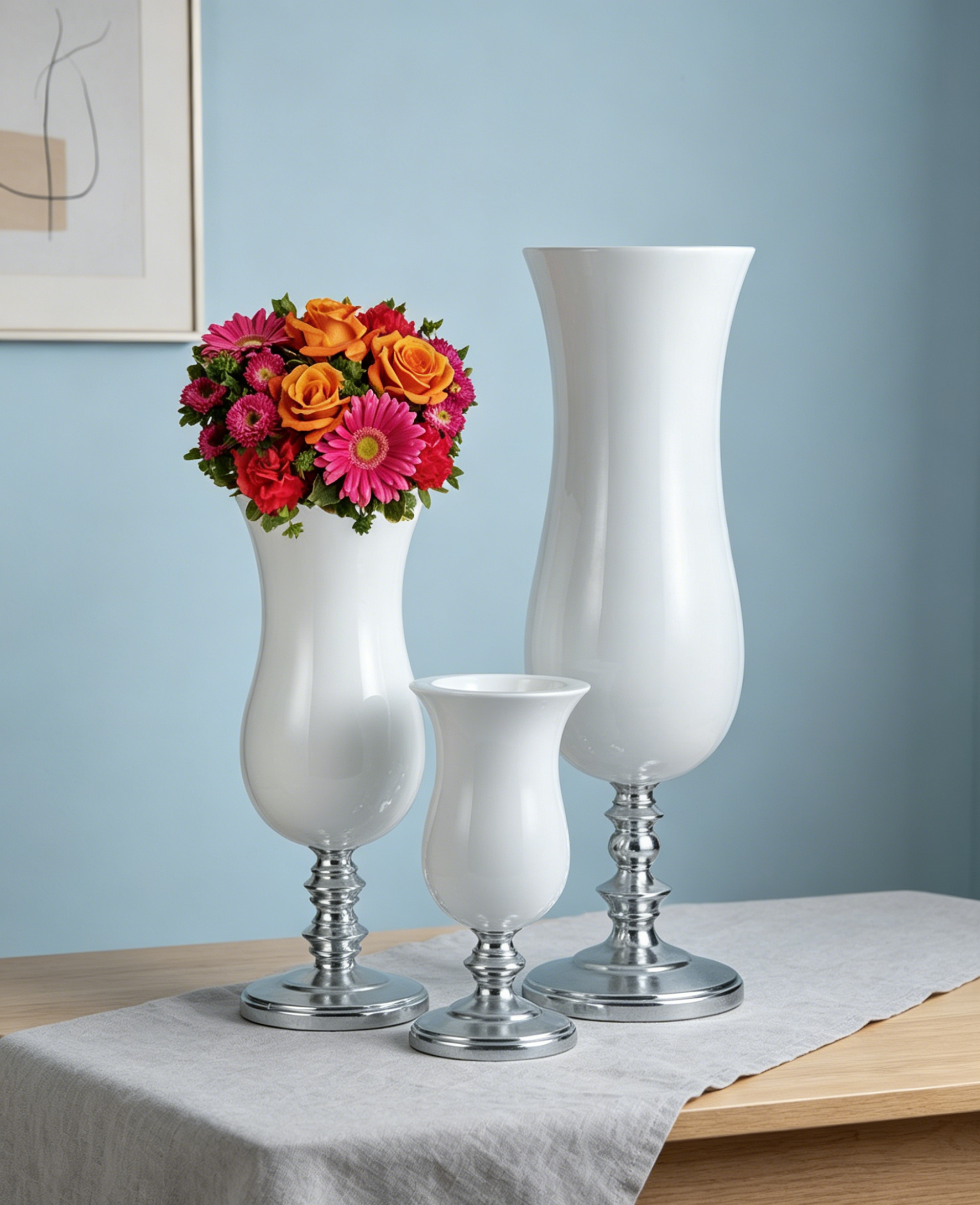 Wholesale Modern Creative Simple Table Vase White and Silver Vase Tall Vases for Wedding Center Piece