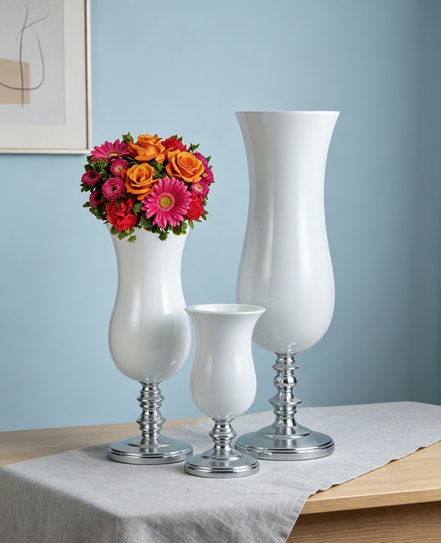 Wholesale Modern Creative Simple Table Vase White and Silver Vase Tall Vases for Wedding Center Piece