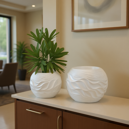 创意白色豪华花瓶室内现代球体玻璃纤维装饰花瓶