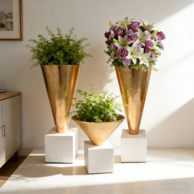 50/80/100厘米现代装饰小号花瓶婚礼中心白色和金色花瓶豪华玻璃纤维婚礼花瓶