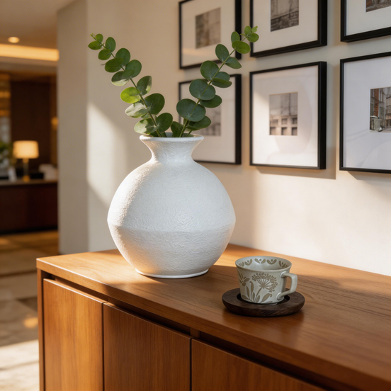 Neu eingetroffen: Rustikale Krugvase – Mattweiße Dekovasen, kleine Fiberglas-Blumenvasen