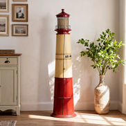 仿古灯塔木制储物柜带灯7层手工环保耐用地板储物架和支架