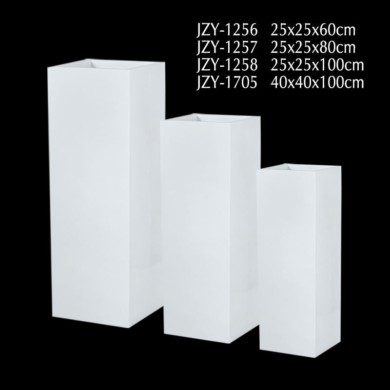 Große quadratische Fiberglas-Blumentöpfe und Pflanzgefäße, 100 cm hoch, handgefertigt, modern, dekorativ, für Wohnzimmer und Hotel