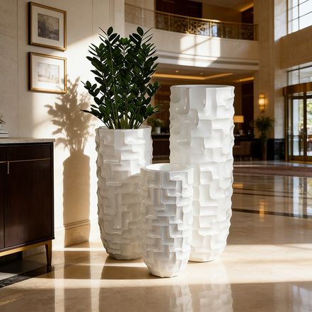 70/90/120cm Bodenvase Heimdekoration Fiberglas-Töpfe Hohe weiße Zylinder-Bodenvase Große dekorative Vasen