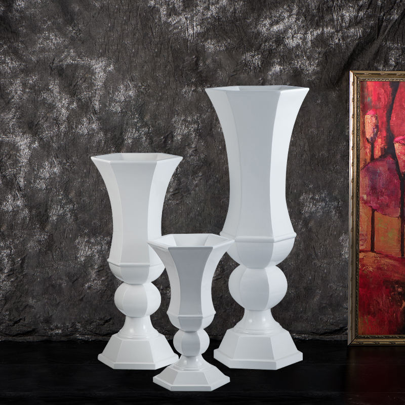 Classic Trumpet Flower Vases for Weddings Centerpiece 48 Inch Tall White Urn Vase Decoration Mariage