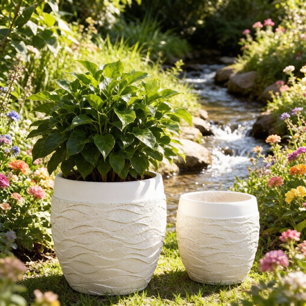 Multi-Purpose Large Durable Eco-Friendly Fiber Clay Planters for Indoor/Outdoor Home & Garden Use