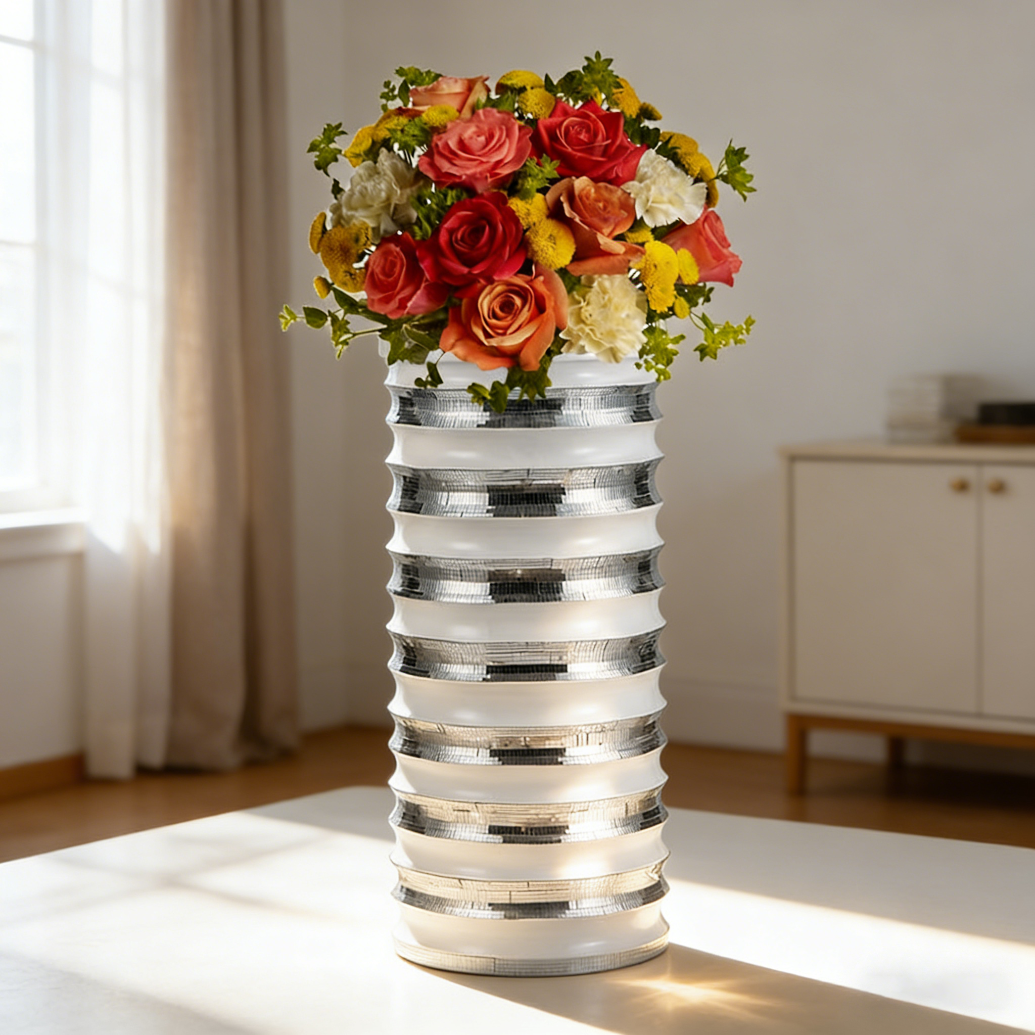 Weiß-silberne Vasen Deko Hochzeit Herzstücke für Hochzeitstisch Individueller Blumentopf