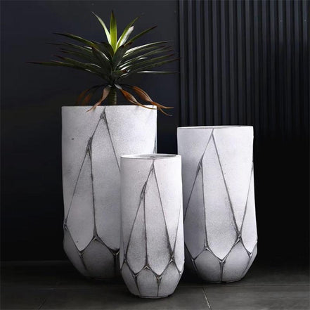 Dia 29 37 4bcm Big Plant Pot Factory Wholesale Large Flower Pot White Planters Outdoor Indoor Fiber Clay Planter Pot