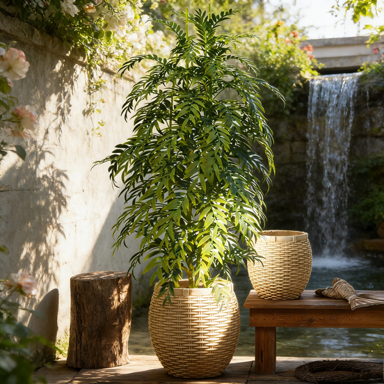 Cement Rattan Pattern Eco-Friendly Large Indoor Outdoor Garden Home Flower Pot