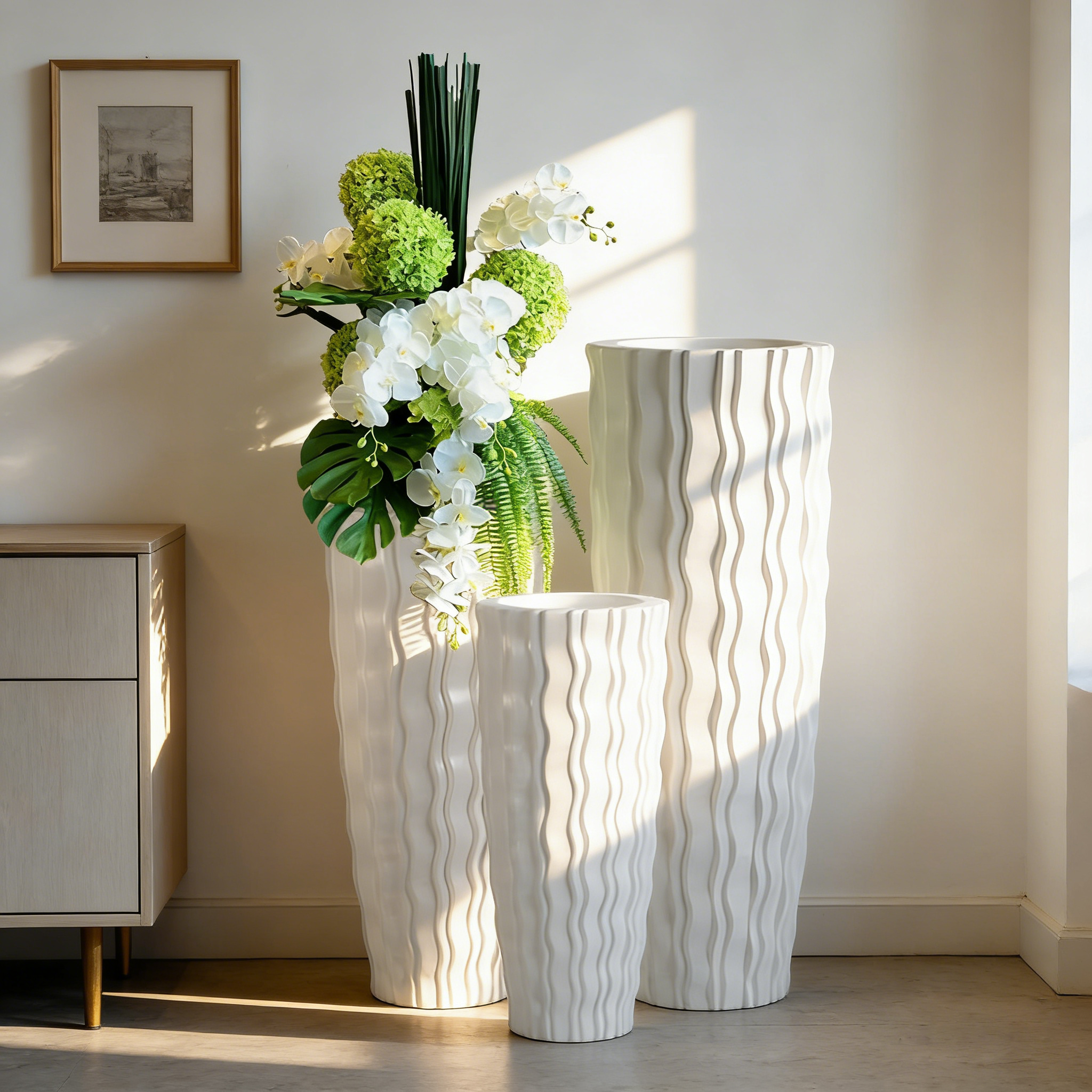 90/120/150cm Extra Große Bodenvase Direkt ab Werk Künstliche Blumentopf Hohe Weiße Zylinder-Vase für Zuhause Deko Bodenvase