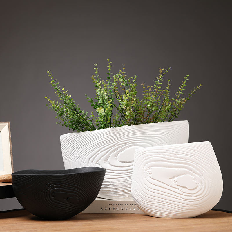 Großhandel weiße Steingut-Vasen und Übertöpfe, Heimdekoration, matte Keramikvasen für Blumen