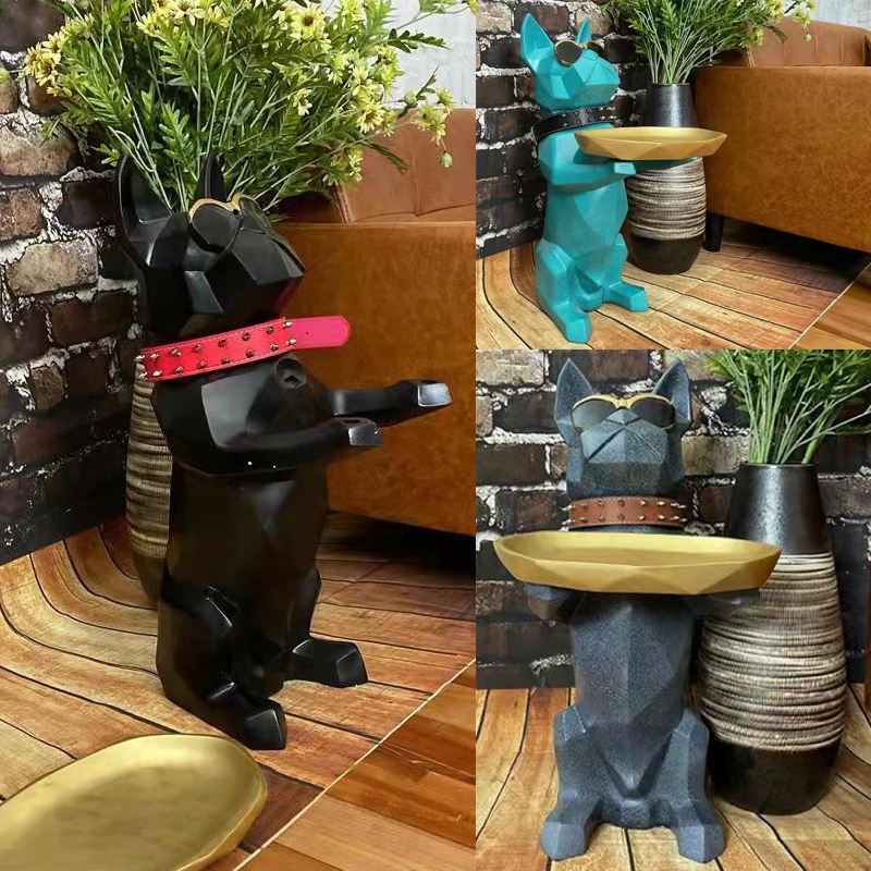 Wholesale OEM Factory Animal Sculptures Large Resin Buldog Statue Side Table Dog Statue Sculpture